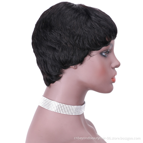 natural black Kinky Curly Wig Brazilian Human Hair Pixie Cut Short Afro Wigs High Density for Black Women